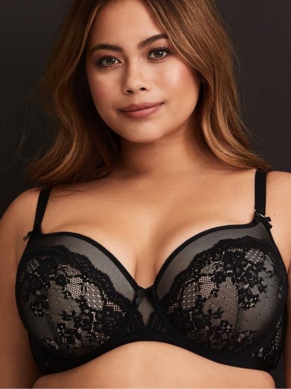 Torrid Black Mesh & Lace Push-Up Balconette Bra 50B